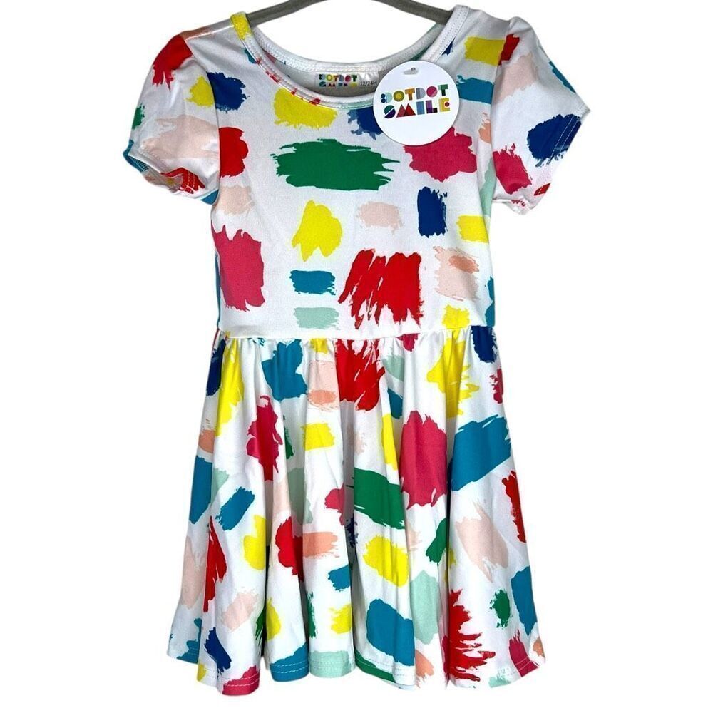 NEW Dot Dot Smile Multicolor Paint Swatches Cap Sleeve Dress 12-24M